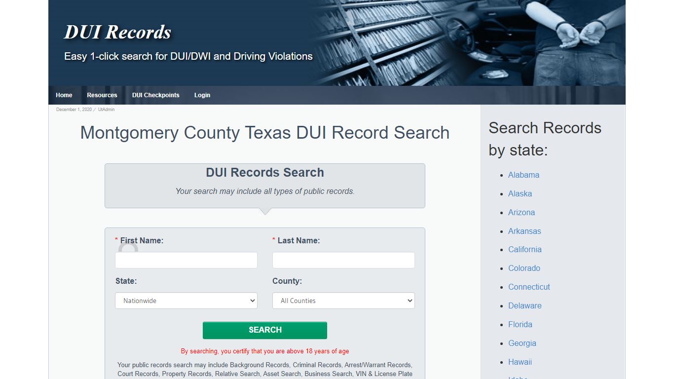 Montgomery County Texas DUI / DWI Record Search – DUI Records